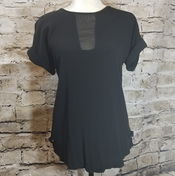 Black Sheer Panel Blouse - Picture 2 of 6